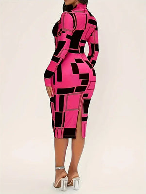 
                  
                    A.Women's Printed Lapel, Slit, Slim Fit, Fashionable Dress
                  
                